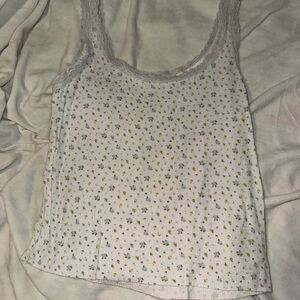 American Eagle Outfitters Floral Lace Camisole - White and Yellow